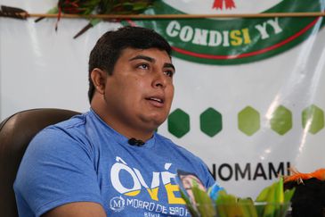 Boa Vista (RR), 14/02/2023, O presidente do Conselho Distrital de Saúde Indígena Yanomami e Ye'kuana - Condisi-YY, Júnior Hekurari Yanomami, fala sobre a questão dos indígenas Yanomami no Distrito Sanitário Especial Indígena Yanomami e Yek'uana - DSEI YY.